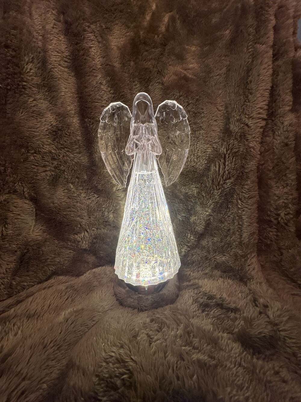 Cracker Barrel Acrylic LED Angel Glitter Globe Water Lantern